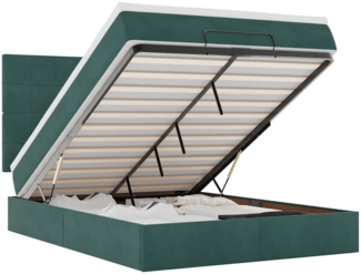 vidaXL Ottoman-Bett mit Matratzen & LEDs Dunkelgrün 140x190 cm Samt 3314321