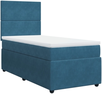 vidaXL Boxspringbett mit Matratze Dunkelblau 90x200 cm Samt 3292236