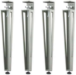 SO-TECH® Tischbein Tischfuß in F-Form konisch zulaufend von 70 auf 40 mm, mit Klemmschraube (ohne Bohren) - grau - Höhe 464 mm - 4x