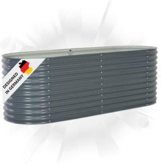 DELUKE® rundes Hochbeet für Garten BLUMO Verzinkter Stahl Hochbeet Metall Gartenbeet rund Kräuterbeet Blumenbeet Frühbeet für Garten Gemüsebeet, 240x80x81cm, Grau