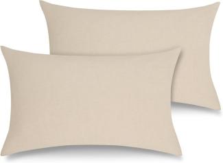 Kissenbezug 2er Set 40 x 80 cm Beige Baumwolle Leinen Textur OEKO-TEX