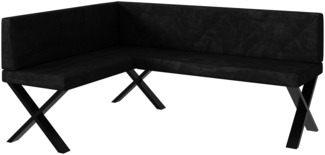 MEBLINI Eckbank für Esszimmer - Küchenbank - Essecke - Sitzecke Küche - ERIC - X-Beine 128x168x87cm Links - Schwarz Samt