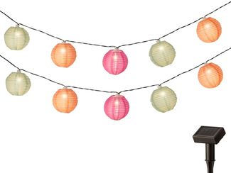 Lumineo LED-Girlande, LED Solar Lichterkette Lampions 4,5m Nylon Warmweiß
