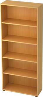 bümö Regal Buche, Standregal aus Holz für 5 Ordnerhöhen - Bücherregal 80 cm breit, Aktenregal für Ordner & Bücher, Büroregal, Holzregal, Ordnerregal, Aufbewahrungsregal, Buchregal, 4000-6