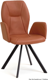 Armlehnstuhl (2er-Set) Denna 58 x 92 x 60 Schwarz/Cognac