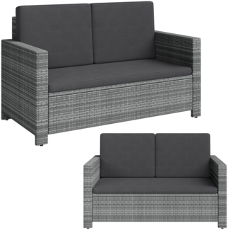 STEELSØN 'Elnath' Polyrattan Gartensofa 2er-Sitzer, grau-meliert/anthrazit, wetterfest, inkl. Kissen