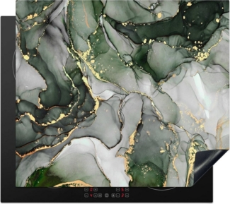 MuchoWow Herd-Abdeckplatte Luxus - Marmor - Grün, Vinyl, (1 tlg), Abdeckplatte für Ceranfeld, Herd Inductionsmatte, 57x51 cm
