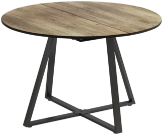 Vicco Esstisch Eiche rustikal/Schwarz 120x120 cm ausziehbar, Loyd