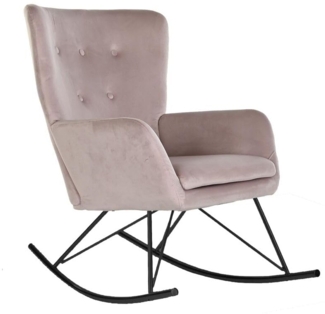 Home ESPRIT Schaukelstuhl, Schwarz, Rosa, Polyester, Metall, 68 x 90 x 92 cm