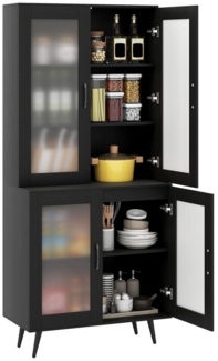 COSTWAY Küchenbuffet Vorratsschrank mit Türen & verstellbarer Ablage, schwarz
