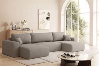 Wohnlandschaft Sofa mit Schlaffunktion FLORA Stoff Verita Dunkelbeige