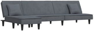 vidaXL Schlafsofa in L-Form Dunkelgrau 255x140x70 cm Samt 3157252