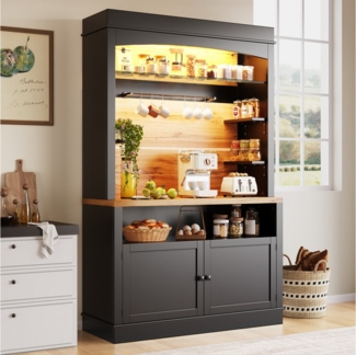 MODFU Hochschrank Küchenschrank,Vitrinenschrank,Buffetschrank (mit LED-Beleuchtung, Kippschutz & vielseitigem Stauraum, 1-St, 107*43*184cm)