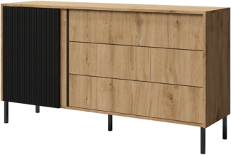 AX LIVING Schlafzimmer Schubladenschrank Mikasso 145cm Eiche/Schwarz