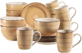 Mäser 931765 Frühstücksset Lumaca für 6 Personen, Steingut, beige (1 Set, 18-teilig)