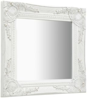 Wandspiegel, Badspiegel im Barock-Stil 40x40 cm Weiß de6917