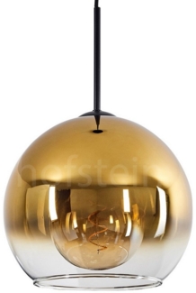 hofstein Hängeleuchte »Cesaro« Hängelampe aus Metall/Glas in Schwarz/Goldfarben/Klar, ohne Leuchtmittel, Vintage/Retro Design, Schirm aus Glas (25cm), Höhe max. 147cm, 1xE27