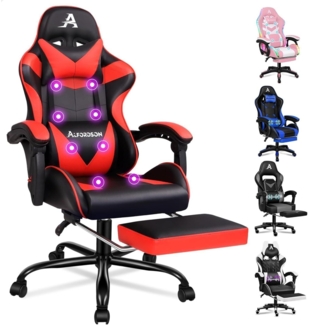 Gamer-Stuhl Gaming Racing-Sessel 8 Massagepunkten Fußstütze Rot Eryx