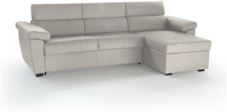Dmora Schlafsofa mit Halbinsel Priverno, Wandelbares Ecksofa für das Wohnzimmer, gepolstert, abnehmbar, 100 % Made in Italy-Qualität, 285x160 h100 cm, Beige