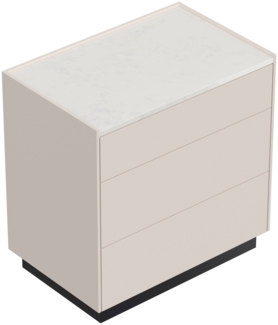 Nachttisch Kommode Lux XL 70cm, Quarz, 3 Pushauszüge lackiert Creme Grafit : Creme / Grafit