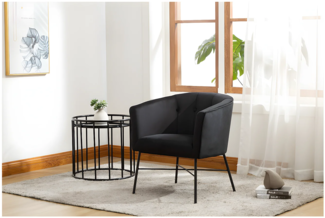 Vente-unique - Lounge-Sessel - Samt - Schwarz - FAKART