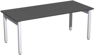 Schreibtisch '4 Fuß Pro Quadrat' höhenverstellbar, 180 x 80 x 68-86cm, Graphit / Silber