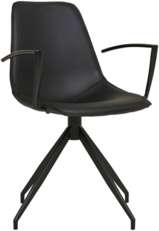 Esszimmerstuhl, drehbar, Armlehne, PU, schwarz mit schwarzen Beinen, HN1228
