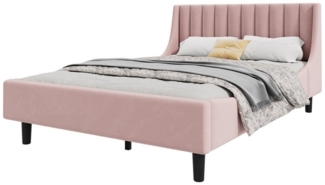 REDOM Polsterbett Minimalistisches Doppelbett aus Samt, Kinderbett Gästebett Jugendbett (inklusive Lattenrost, Geeignet für Schlafzimmer, Kinderzimmer, Jugendzimmer, 140x200 cm), ohne Matratze