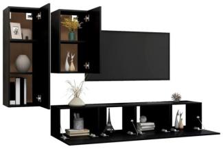 vidaXL 4-tlg. TV-Schrank-Set Schwarz Spanplatte [3078837]