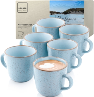 SÄNGER Kaffeebecher Set Rio Lagune- 6 teilig aus Steingut