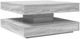 Couchtisch, Sofatisch 360-Grad Drehbar Grau Sonoma 70 x 70 x 34,5 cm