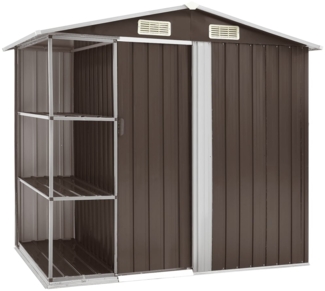 vidaXL Gartenhaus mit Regal Braun 205x130x183 cm Eisen 47105