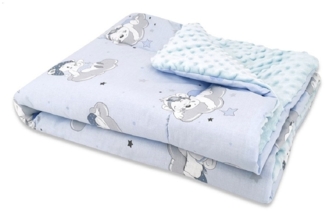 Bären Minky Steppdecke Kuscheldecke blau