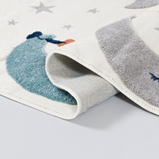 Mazovia Kinderteppich Kinder Sterne, Mond Wohnzimmer, Schlafzimmer, Esszimmer, Büro, 80 x 150 cm, Fußbodenheizung