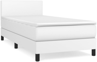 vidaXL Boxspringbett mit Matratze Weiß 80x200 cm Kunstleder, Härtegrad: H2 [3140970]