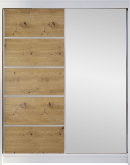 Kleiderschrank Metropolis III, ohne Beleuchtung, Farbe: Weiß / Artisan Eiche