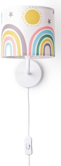 Paco Home Wandleuchte Tweet 462, ohne Leuchtmittel, Kinderzimmer Stecker ∅18cm Sonne Wolken Sterne Kabel 3m E14