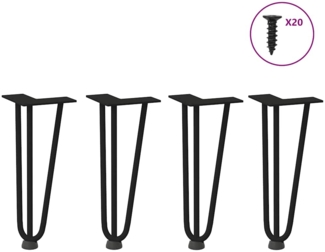 vidaXL Haarnadelbeine für Couchtisch 4 Stk. Schwarz 30 cm Massivstahl 4012436