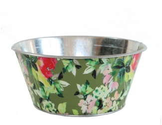 colourliving Pflanzkübel Metall Pflanztopf Valentino Green 20/9 - Dekorativer Blumentopf, mit floralem Design für Innenbereich