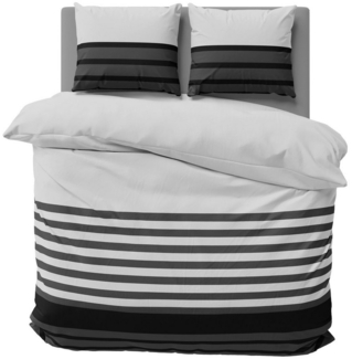 One Home Bettwäsche Winter Viga, Flanell, 3 teilig, modern gestreift, kuschelig flauschig warme weiche Baumwolle Biber