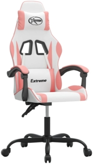 vidaXL Gaming-Stuhl Drehbar Weiß und Rosa Kunstleder 349576