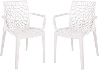 Gartenstuhl 2er Set IVAR - Kunststoff, Weiß | Gartenstühle Wetterfest Essstühle Outdoor Terrasse