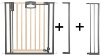 Geuther Türschutzgitter 'Easylock Plus' zum Klemmen für Öffnungen, Holz/ Metall, Natur/ Schwarz, 104,5 cm - 112,5 cm