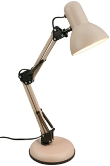 BRILONER - Schreibtischlampe mit Kabelschalter, schwenkbar, E14, max. 25W, Tischlampe, Lampe, Nachttischlampe, Tischleuchte, Deko, Bürolampe, Leselampe Bett, Leselicht, 15,5x53 cm, Beige