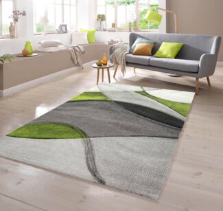 TeppichHome24 Teppich Teppich modern abstrakt in grün grau schwarz, rechteckig