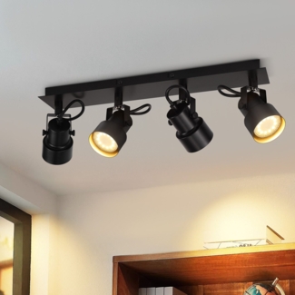 ZMH Deckenstrahler 3 Flammig Deckenspot Schwarz - Vintage Schwenkbar GU10 350 Strahler Industrial Spots Kchenlampe fr Wohnzimmer Schlafzimmer Kche Flur (Ohne Leuchtmittel)