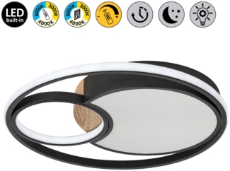 Rabalux 71044 LED Deckenleuchte LEOLA 81W Metall schwarz, Kunststoff weiß 3000, 4000, 6000K H:7,5cm Ø48cm dimmbar mit Fernbedienung