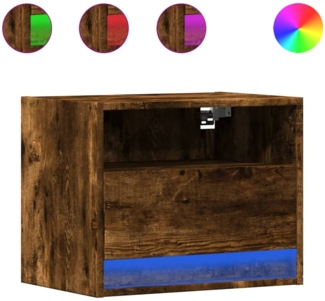 vidaXL Wand-Nachttisch mit LED-Leuchten Räuchereiche 852069
