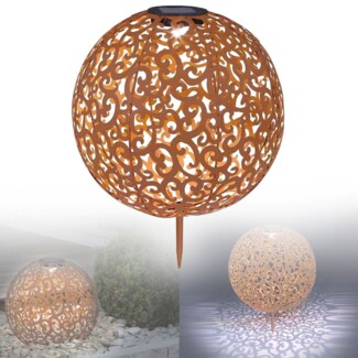 Solarleuchte Garten Solarlampe Rost Kugel 28 cm Solar Außenlampe SL3347
