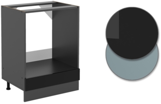 Herdumbauschrank R-Line Schwarz Hochglanz 60 cm , AP Eiche Vicco